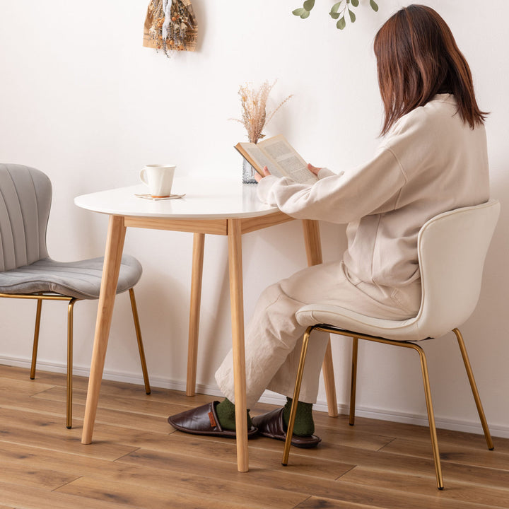 ダイニングチェア座面高43cmベロア調アンティークゴールド脚