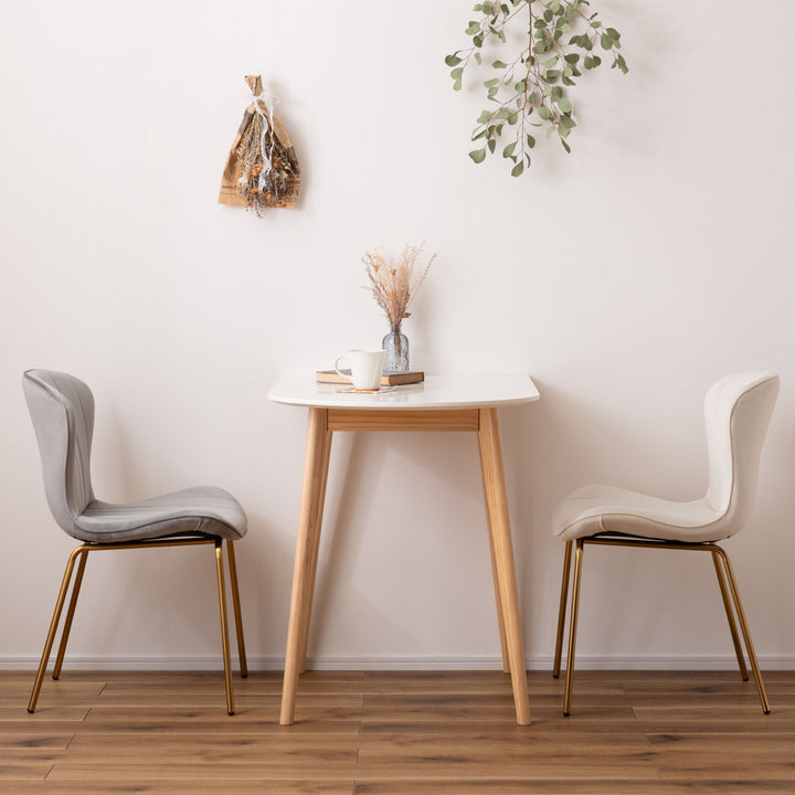 ダイニングチェア座面高43cmベロア調アンティークゴールド脚