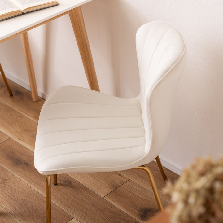 ダイニングチェア座面高43cmベロア調アンティークゴールド脚