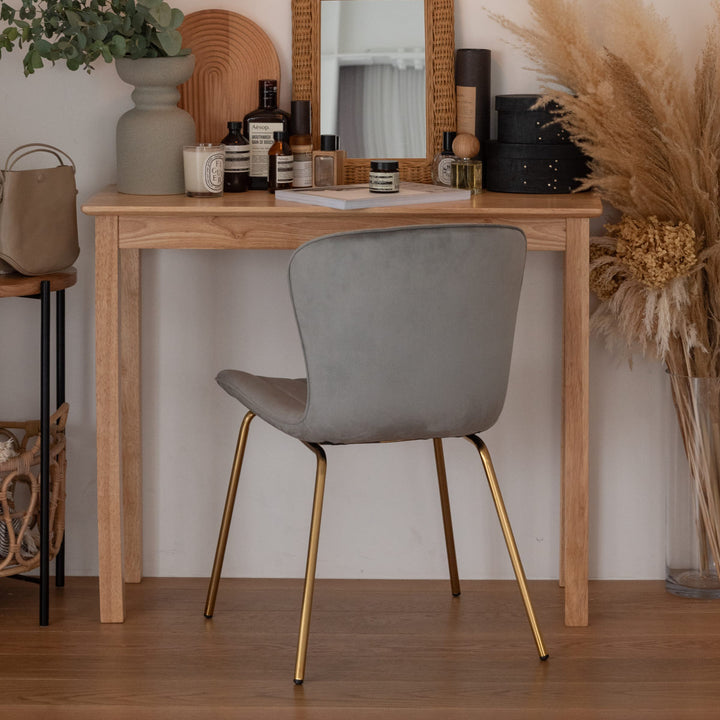 ダイニングチェア座面高43cmベロア調アンティークゴールド脚