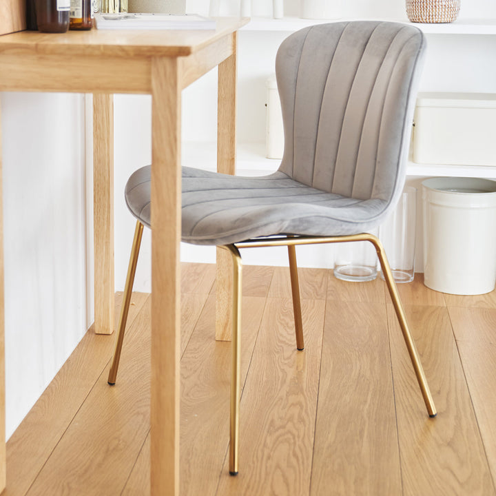 ダイニングチェア座面高43cmベロア調アンティークゴールド脚