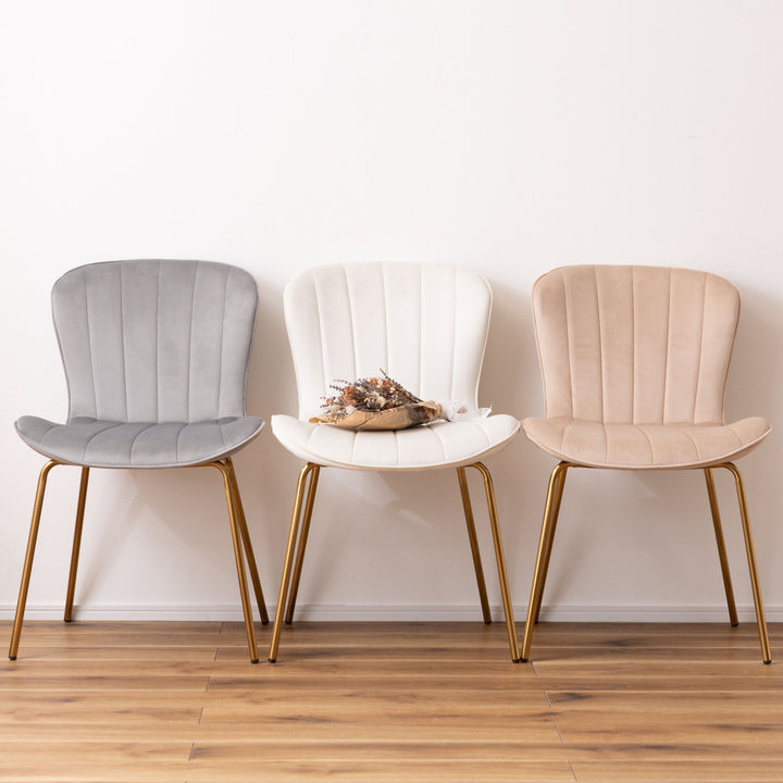 ダイニングチェア座面高43cmベロア調アンティークゴールド脚