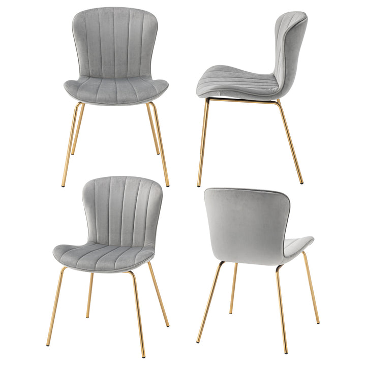 ダイニングチェア座面高43cmベロア調アンティークゴールド脚