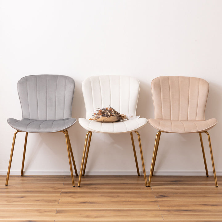 ダイニングチェア座面高43cmベロア調アンティークゴールド脚