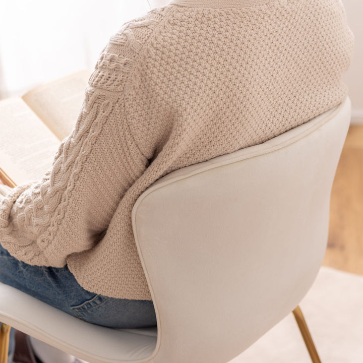 ダイニングチェア座面高43cmベロア調アンティークゴールド脚