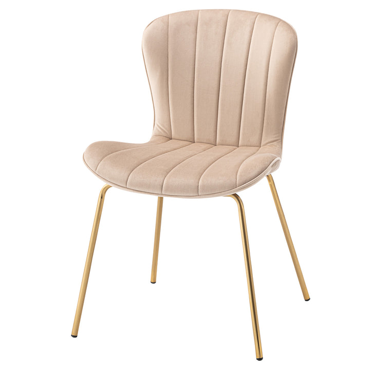 ダイニングチェア座面高43cmベロア調アンティークゴールド脚