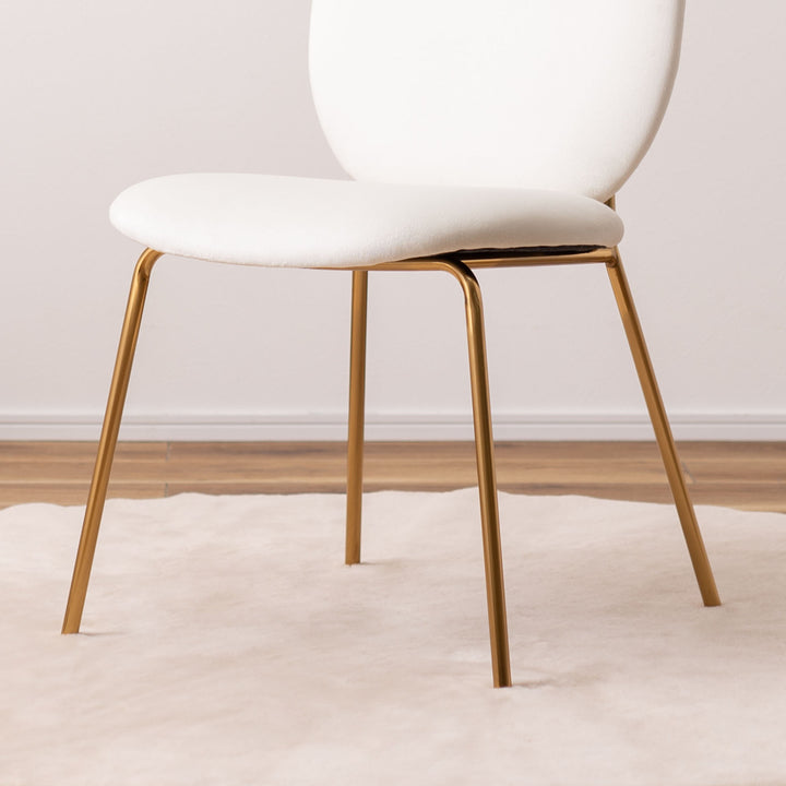 ダイニングチェア座面高43cm背もたれ丸形ベロア調アンティークゴールド脚