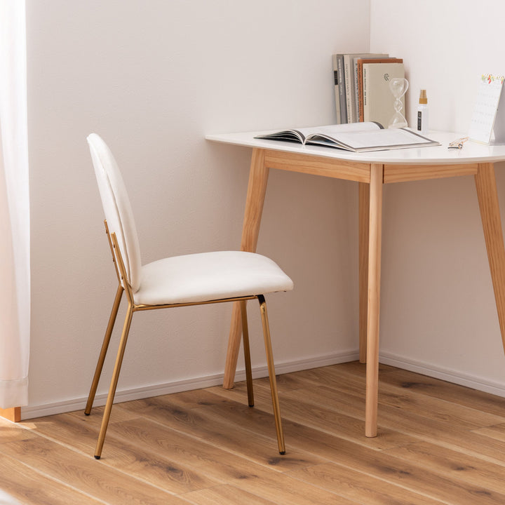 ダイニングチェア座面高43cm背もたれ丸形ベロア調アンティークゴールド脚