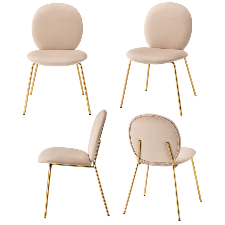 ダイニングチェア座面高43cm背もたれ丸形ベロア調アンティークゴールド脚