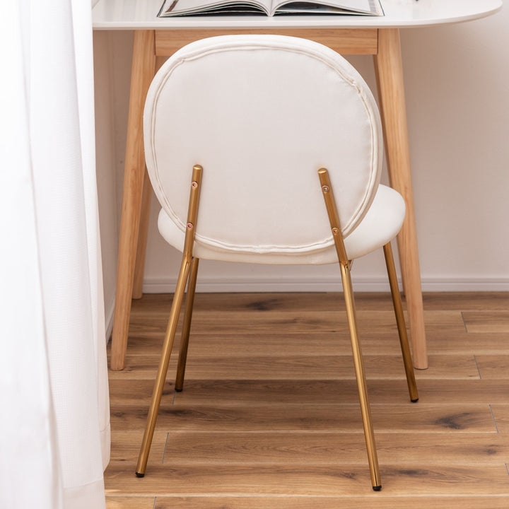 ダイニングチェア座面高43cm背もたれ丸形ベロア調アンティークゴールド脚