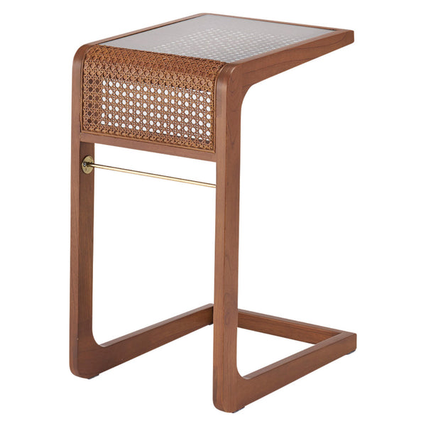 サイドテーブル高さ55cmガラステーブルラタン