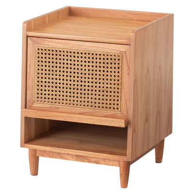サイドテーブル 高さ52cm 引出し付 ラタン ナイトテーブル