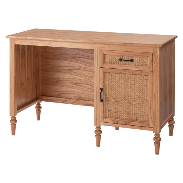 デスクシンプル幅112cm引出し付ラタン