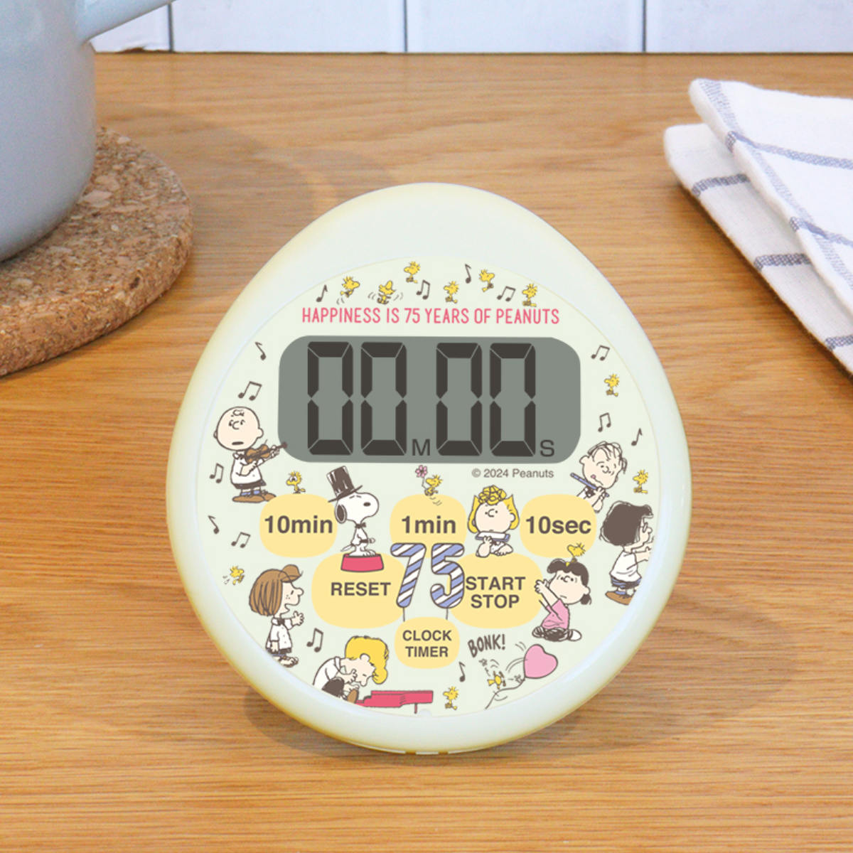 キッチンタイマー PEANUT 75周年限定モデル 防水 時計付き ドリテック