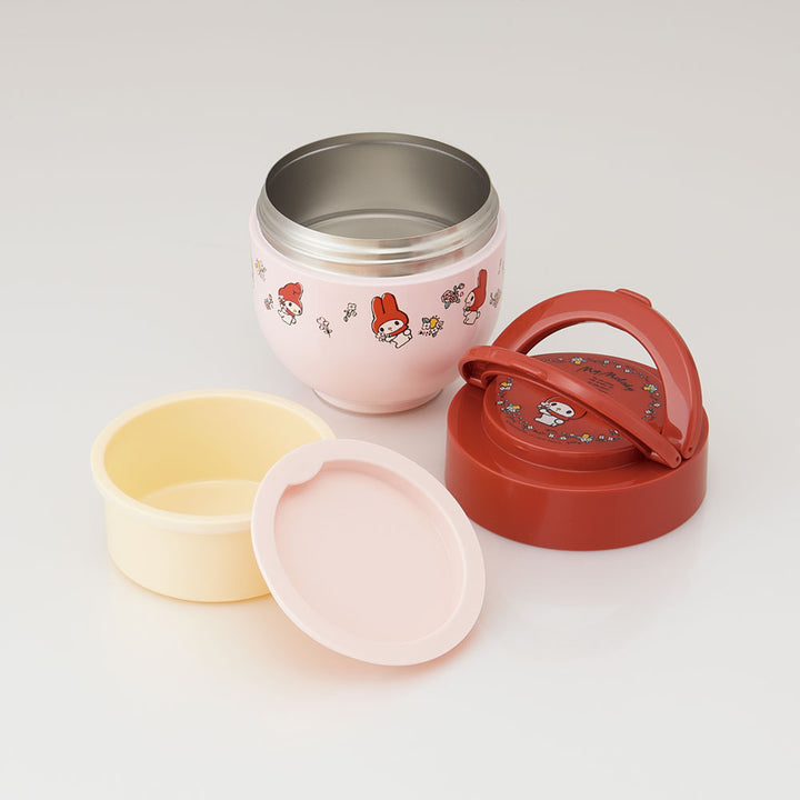 弁当箱保温折りたたみハンドル付保温ジャー540mlマイメロフラワーレトロ