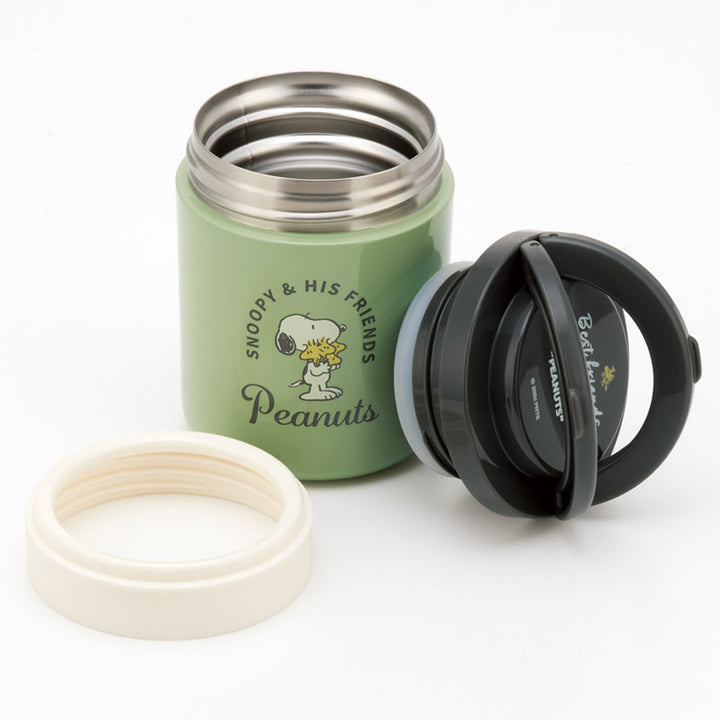 スープジャー折りたたみハンドル付デリカポット300mlスヌーピー（バッジ）