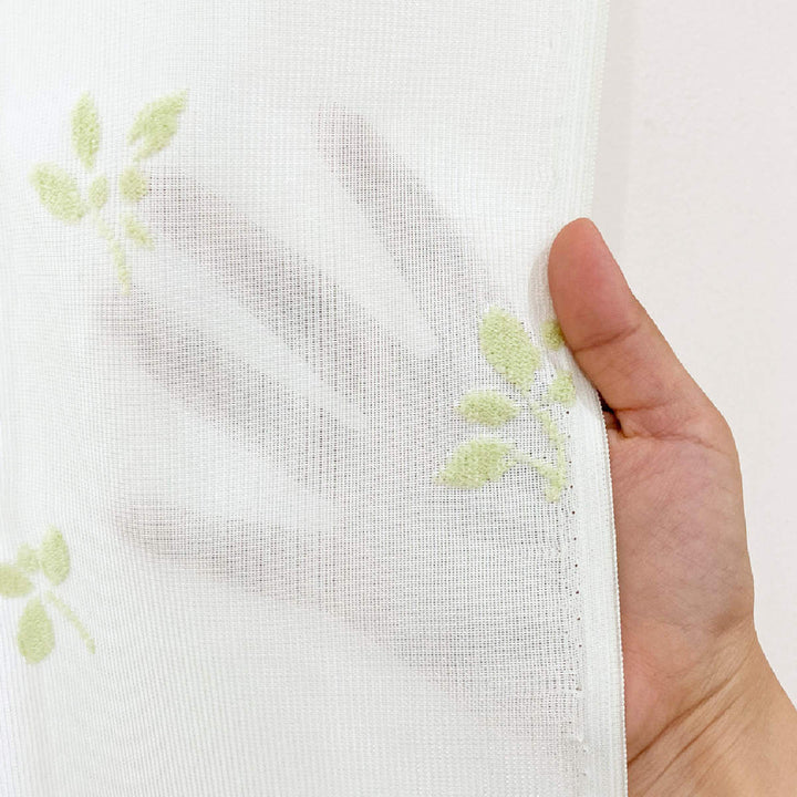 レースカーテンリーフ柄UVカットパイルミラーレース100×198cm省エネ2枚組