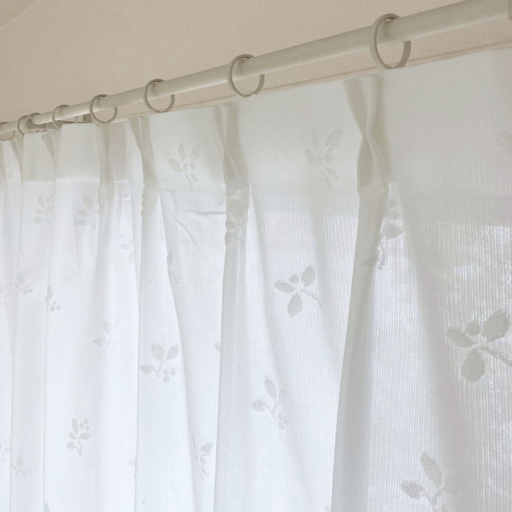 レースカーテンリーフ柄UVカットパイルミラーレース100×198cm省エネ2枚組