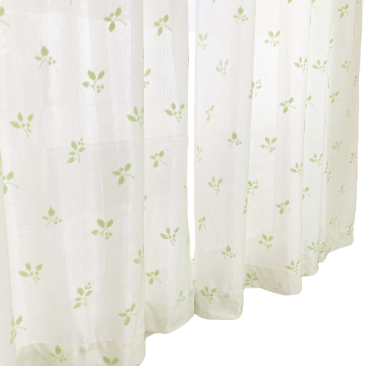 レースカーテンリーフ柄UVカットパイルミラーレース100×228cm省エネ2枚組