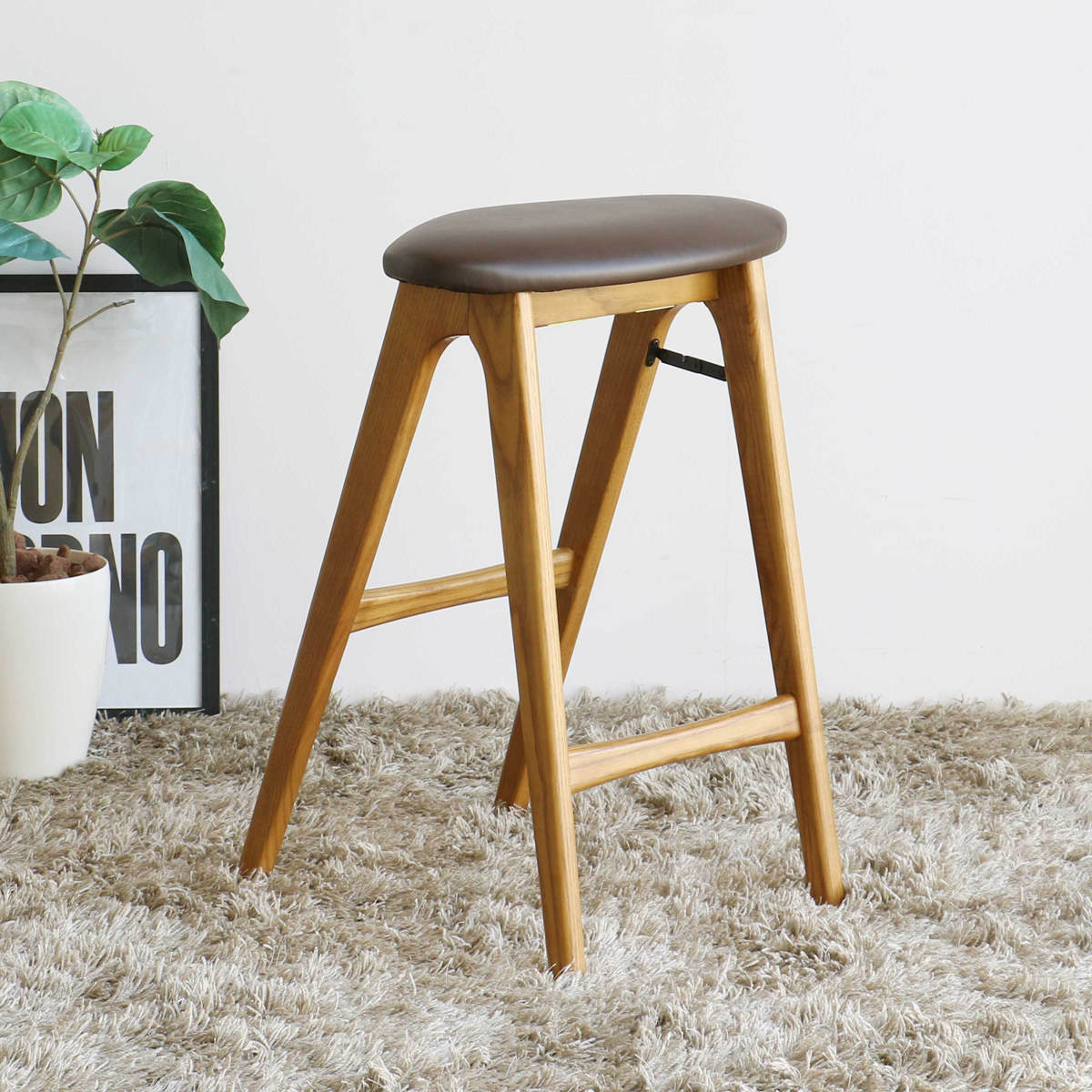 スツール 折りたたみ 高さ60.5cm 天然木 Folding Stool -butler
