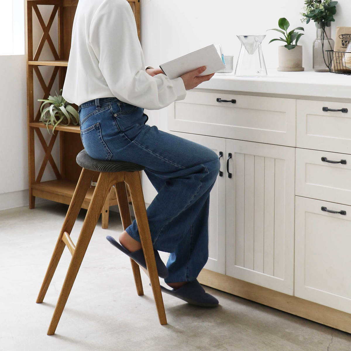 スツール 折りたたみ 高さ60.5cm 天然木 Folding Stool -butler