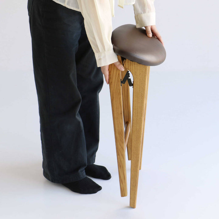 スツール折りたたみ高さ60.5cm天然木