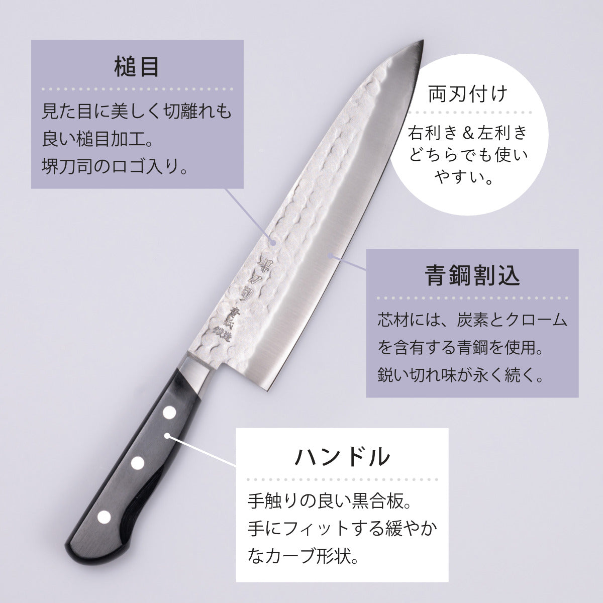 牛刀 18.5cm 青鋼鍛造本割込 堺刀司 日本製 – ハウジー