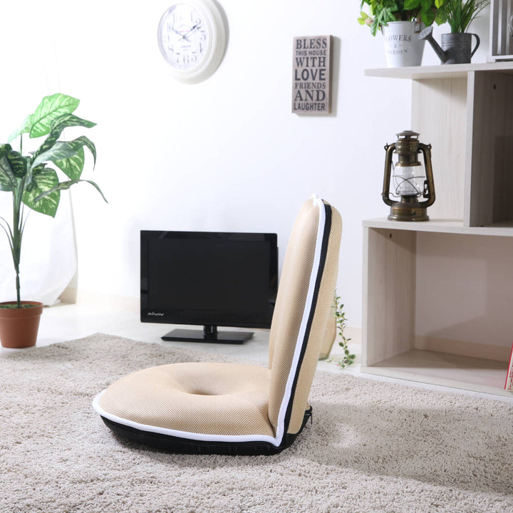 座椅子1人掛け幅50cmコンパクトリクライニングメッシュ低反発ドーナツ座椅子