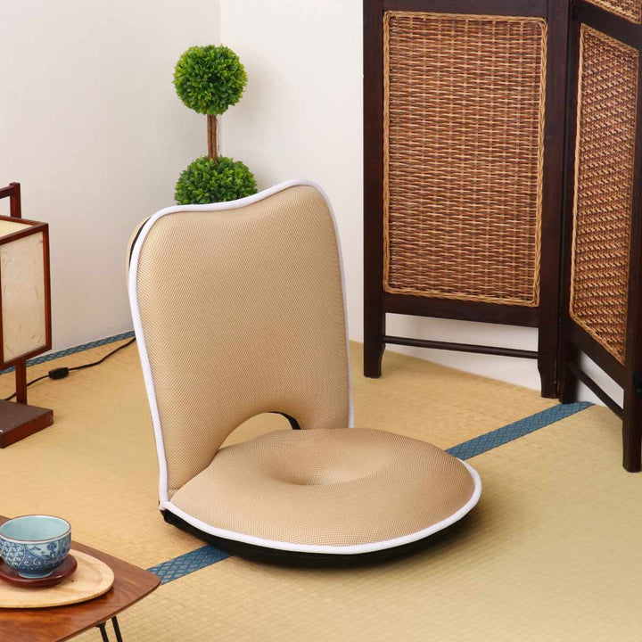 座椅子1人掛け幅50cmコンパクトリクライニングメッシュ低反発ドーナツ座椅子