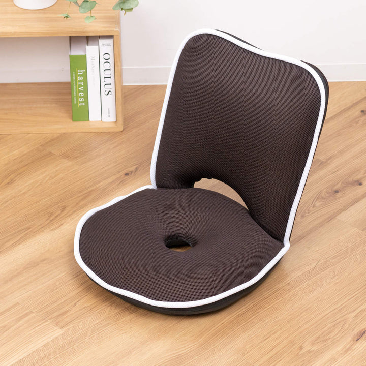 座椅子1人掛け幅50cmコンパクトリクライニングメッシュ低反発ドーナツ座椅子