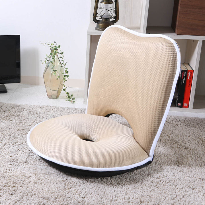 座椅子1人掛け幅50cmコンパクトリクライニングメッシュ低反発ドーナツ座椅子