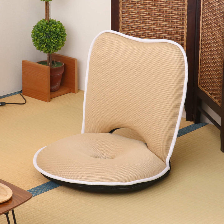 座椅子1人掛け幅50cmコンパクトリクライニングメッシュ低反発ドーナツ座椅子