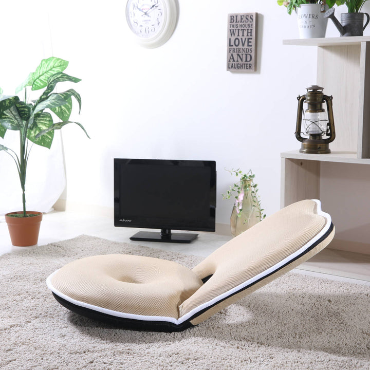 座椅子1人掛け幅50cmコンパクトリクライニングメッシュ低反発ドーナツ座椅子