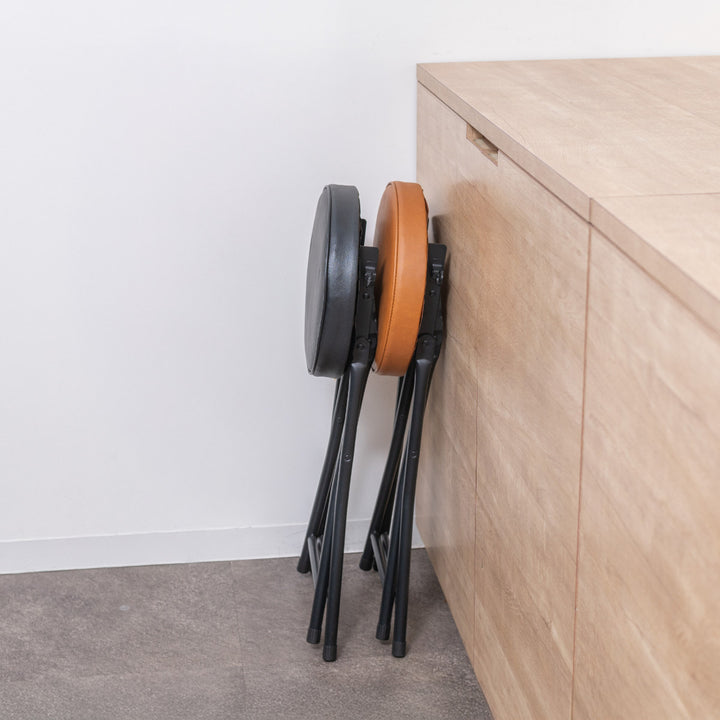 折りたたみ椅子スツール座面高49.5cm合皮クッション座面ブラックフレーム