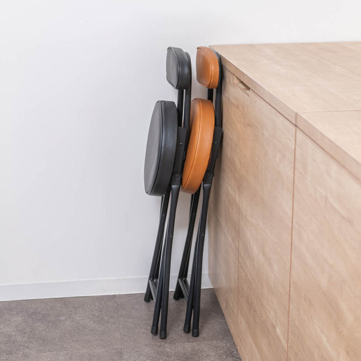 折りたたみ椅子座面高50cm背もたれ付合皮クッション座面ブラックフレーム