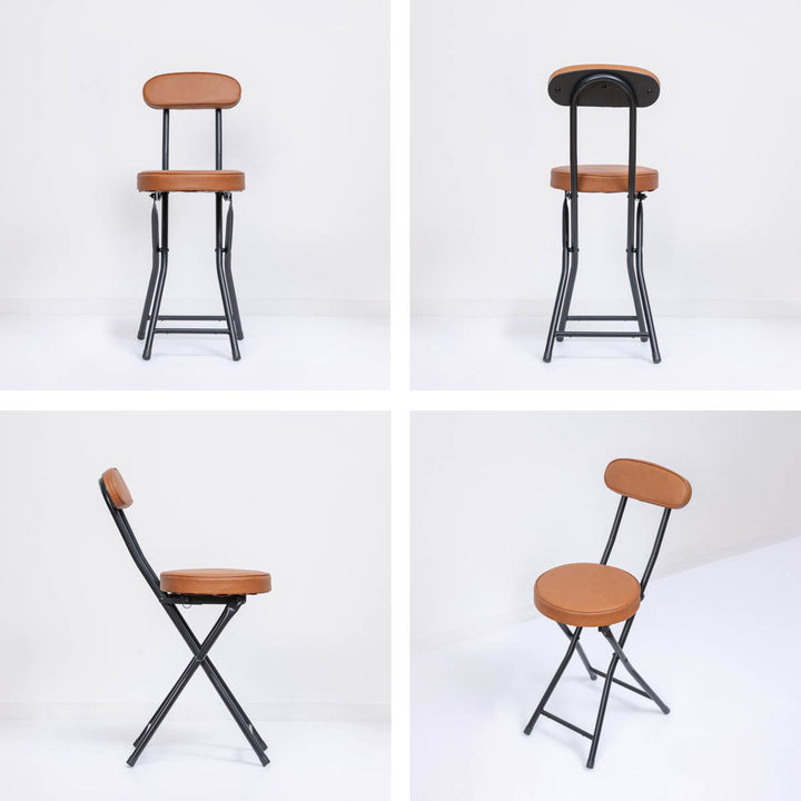 折りたたみ椅子座面高50cm背もたれ付合皮クッション座面ブラックフレーム