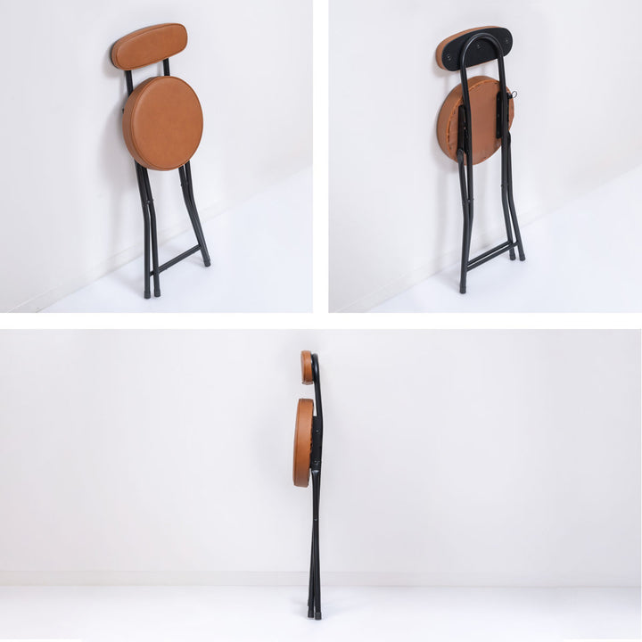 折りたたみ椅子座面高50cm背もたれ付合皮クッション座面ブラックフレーム