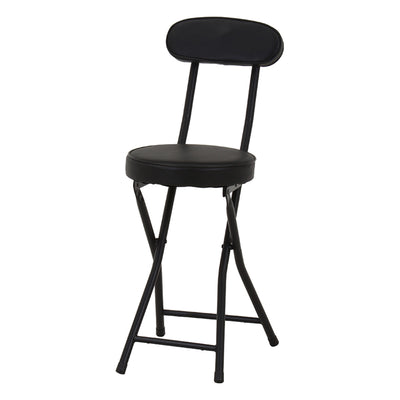 折りたたみ椅子 座面高50cm 背もたれ付 合皮クッション座面 ブラックフレーム