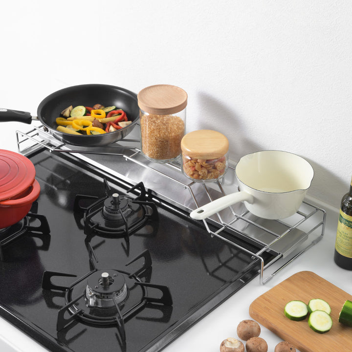 コンロ奥ラック排気口カバー付き