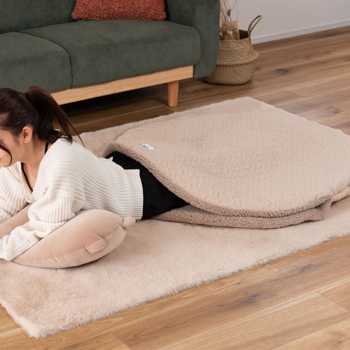 サンドクッションラウンドボア生地ポケットこたつブランケット