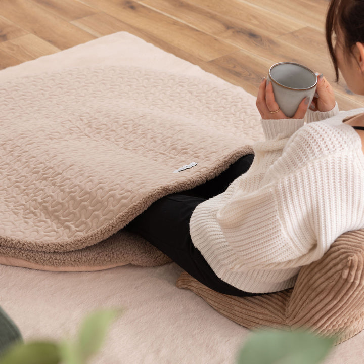 サンドクッションラウンドボア生地ポケットこたつブランケット