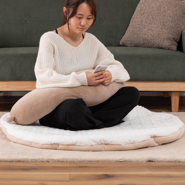 サンドクッションラウンドボア生地ポケットこたつブランケット