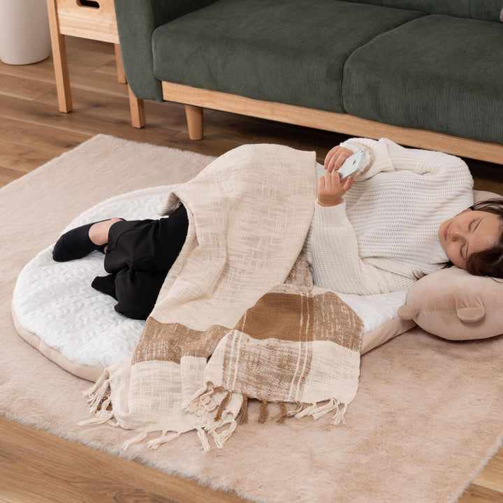 サンドクッションラウンドボア生地ポケットこたつブランケット