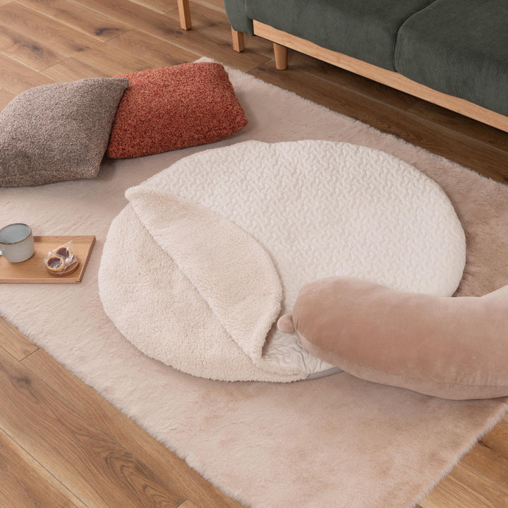 サンドクッションラウンドボア生地ポケットこたつブランケット