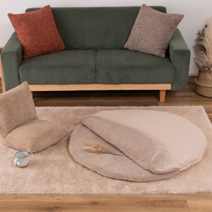 サンドクッションラウンドボア生地ポケットこたつブランケット