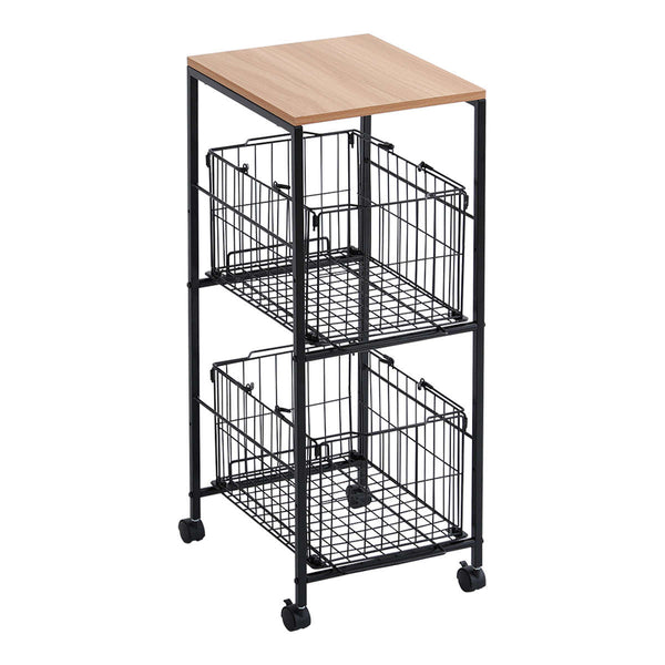 ランドリーワゴン持ち運べるバスケット2段ストッカーランドリーバスケット2段