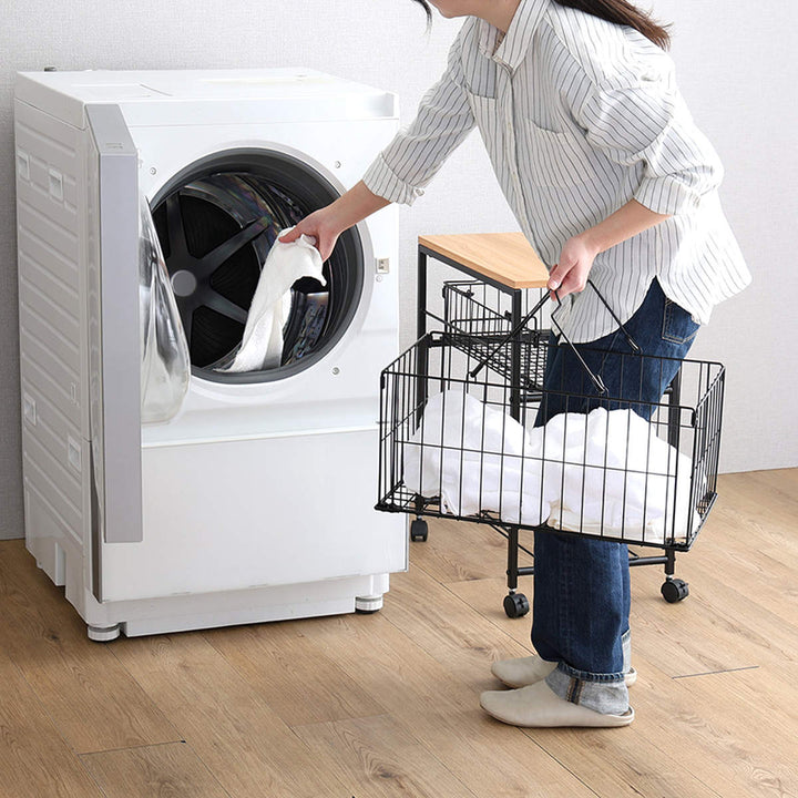 ランドリーワゴン持ち運べるバスケット2段ワゴンランドリーバスケット2段