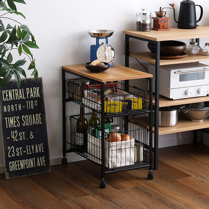 ランドリーワゴン持ち運べるバスケット2段ワゴンランドリーバスケット2段