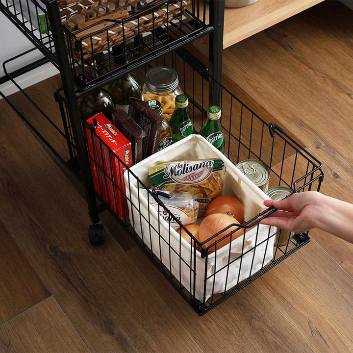 ランドリーワゴン持ち運べるバスケット2段ワゴンランドリーバスケット2段