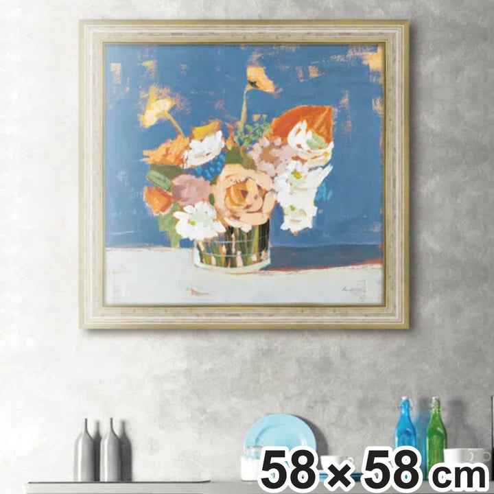 アートパネルパメラマンガー『ピーチアンドホワイトブーケ』58×58cm